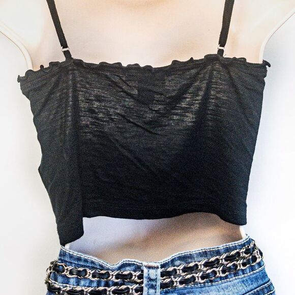 Two Pieces - Black Cropped Cami Sz M/S & Truce Daisy Dukes Jean Shorts Sz 3 - Picture 6 of 16